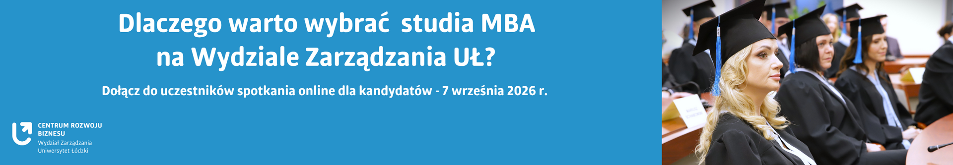 baner z informacją o data spotkania otwartego dla kandydatów na studia MBA